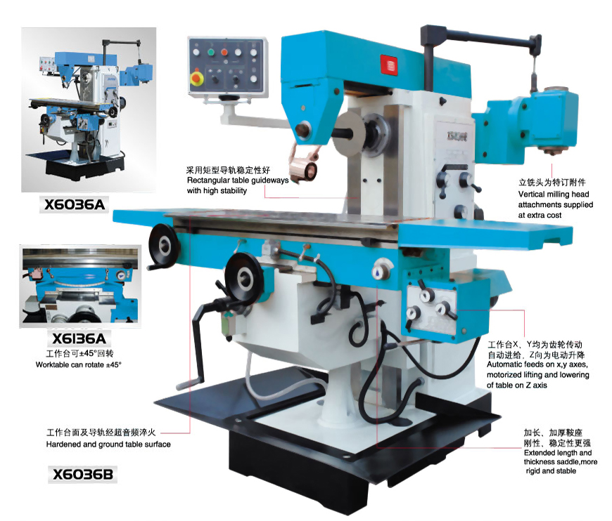 XW6036A Universal knee type milling machine